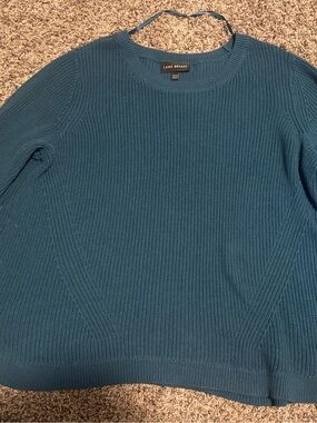 Lane Bryant Teal Blue Chunky Ribbed Crewneck Sweater Plus Size 22 24